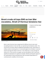 Brent crude oil tops $90 as Iran War escalates, Strait of Hormuz tensions rise