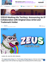 $ZEUS Marking His Territory: Announcing An IP Collaboration with Original Zeus Artist and Trademark Holder - TheNewsCrypto