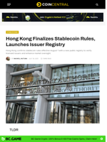 Hong Kong Finalizes Stablecoin Rules, Launches Issuer Registry - CoinCentral