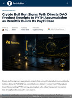 Crypto Bull Run Signs: Pyth Directs DAO Product Receipts to PYTH Accumulation as Remittix Builds Its PayFi Case - TechBullion