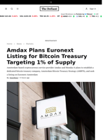 Amdax Plans Euronext Listing for Bitcoin Treasury Targeting 1% of Supply - 