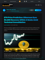 ETH Price Prediction: Ethereum Eyes $4,200 Recovery Within 2 Weeks Amid Technical Consolidation - Blockchain.News