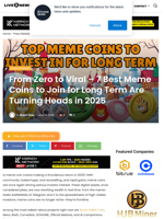 From Zero to Viral - 7 Best Meme Coins to Join for Long Term Are Turning Heads in 2025 | Live Bitcoin News