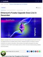 Ethereum’s Fusaka Upgrade Goes Live in December