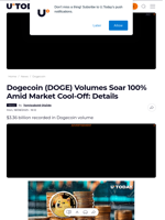 Dogecoin (DOGE) Volumes Soar 100% Amid Market Cool-Off: Details - U.Today