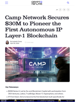 Camp Network Secures $30M to Pioneer the First Autonomous IP Layer-1 Blockchain