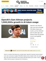 OpenAI's Sam Altman projects 1,000,000x growth in AI token usage