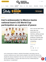 Iran's ambassador to Mexico backs national team's US World Cup participation as a gesture of peace