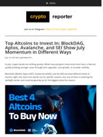 BlockDAG, Aptos, AVAX, SEI Lead July’s Altcoin Watch