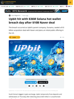 Upbit Freezes Transfers After $36M Hot Wallet Breach