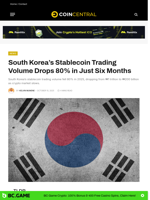 South Korea’s Stablecoin Trading Volume Drops 80%