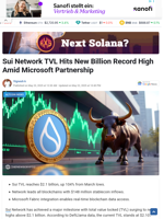 Sui Network TVL Hits New Billion Record High Amid Microsoft Partnership