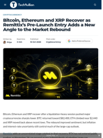 Bitcoin, Ethereum and XRP Recover as Remittix's Pre-Launch Entry Adds a New Angle to the Market Rebound - TechBullion