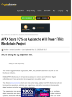 AVAX Soars 10% as Avalanche Will Power FIFA's Blockchain Project