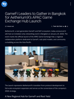 GameFi Leaders to Gather in Bangkok for AetheriumX’s APAC Game Exchange Hub Launch | Visionary Financial