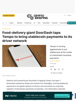 Food‑delivery giant DoorDash taps Tempo to bring stablecoin payments to its driver network