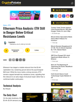 Ethereum Price Analysis: ETH Still in Danger Below Critical Resistance Levels