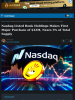 Nasdaq-Listed Bonk Holdings Makes First Major Purchase of $32M, Nears 3% of Total Supply