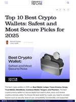 Top 10 Best Crypto Wallets: Safest and Most Secure Picks for 2025