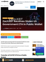 Stolen US Funds Send 0.6767 ETH to ZachXBT