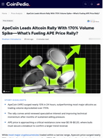 ApeCoin Leads Altcoin Rally With 170% Volume Spike—What's Fueling APE Price Rally?
