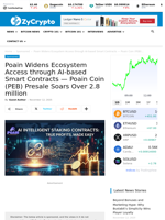 Poain Widens Ecosystem Access through AI-based Smart Contracts — Poain Coin (PEB) Presale Soars Over 2.8 million