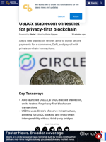 Aleo launches USDC-backed USDCx stablecoin on testnet for privacy-first blockchain