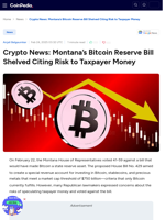 Crypto News: Montana's Bitcoin Reserve Bill Shelved Citing Risk to Taxpayer Money