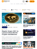 Ripple Urges SEC to Launch Real-World Crypto Sandboxes – Regulation Bitcoin News