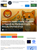 Shiba Inu News Today: Remittix Is Tipped As The Best Crypto To Buy At The End Of Q3 | Live Bitcoin News