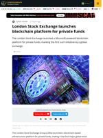 London Stock Exchange Group Debuts Blockchain Platform For Private Funds