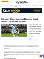 Miroslav Klose expects Messi to break World Cup record in 2026
