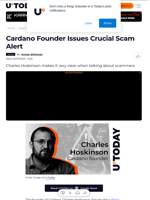 Cardano Founder Issues Crucial Scam Alert