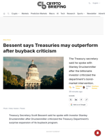 Bessent says Treasuries may outperform after buyback criticism