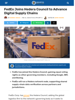 FedEx Joins Hedera Council to Advance Digital Supply Chains