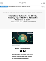 Solana Price Outlook for Jan 28: SOL Holds Key Support But Can it Break the Resistance at $128?