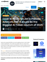 Ozak AI Nears $4.2M in Presale — Analysts Say It Could Be the Biggest AI Token Launch of 2025 | Live Bitcoin News
