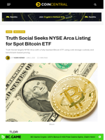 Truth Social Seeks NYSE Arca Listing for Spot Bitcoin ETF