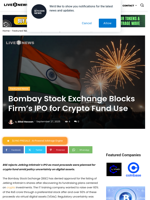 Bombay Stock Exchange Blocks Firm’s IPO for Crypto Fund Use | Live Bitcoin News