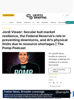 Jordi Visser: Secular bull market resilience, the Federal Reserve's role in preventing downturns, and AI's physical limits due to resource shortages | The Pomp Podcast