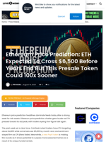 Ethereum Price Prediction: ETH Expected To Cross $6,500 Before Years End But This Presale Token Could 100x Sooner | Live Bitcoin News