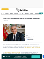 Viktor Orban's resignation offer rejected by Fidesz after election loss