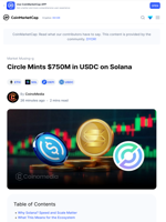 Circle Mints $750M in USDC on Solana: Guest Post by CoinoMedia | CoinMarketCap