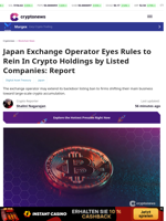 Japan Eyes Rules to Rein In Crypto Holdings by Listed Companies