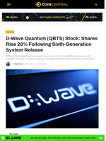 D-Wave Quantum (QBTS) Stock: Shares Rise 28% Following Sixth-Generation System Release - CoinCentral