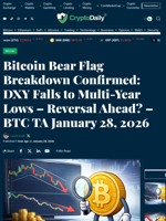 Bitcoin Bear Flag Breakdown Confirmed: DXY Falls to Multi-Year Lows – Reversal Ahead? – BTC TA January 28, 2026 - Crypto Daily