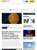 Despite Record Prices, Bitcoin Selling Pressure Craters as Investors Hold Firm, Cryptoquant Reports – Markets and Prices Bitcoin News