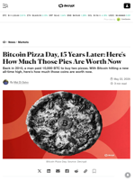 Bitcoin Pizza Day, 15 Years Later: Here's How Much Those Pies Are Worth Now - Decrypt