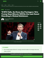 Eric Trump: Bitcoin Could Save America and Outlast Wall Street