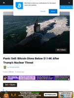 Panic Sell: Bitcoin Dives Below $114K After Trump’s Nuclear Threat
